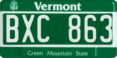VT license plate BXC863
