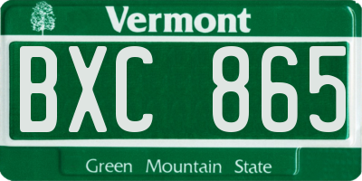 VT license plate BXC865