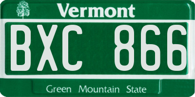 VT license plate BXC866