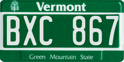 VT license plate BXC867