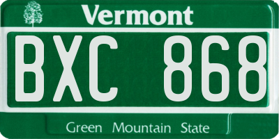VT license plate BXC868
