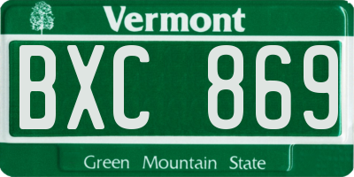 VT license plate BXC869
