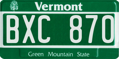 VT license plate BXC870