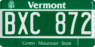 VT license plate BXC872