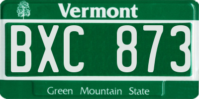 VT license plate BXC873