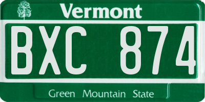 VT license plate BXC874
