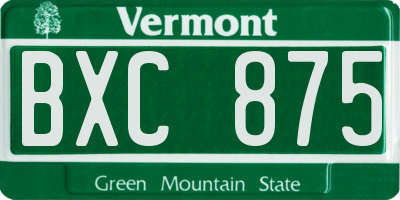 VT license plate BXC875