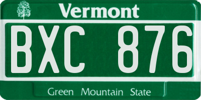 VT license plate BXC876