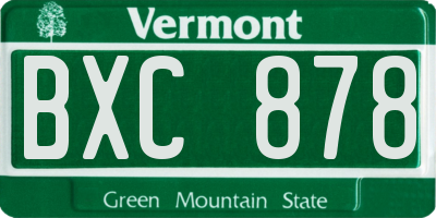 VT license plate BXC878
