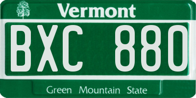 VT license plate BXC880