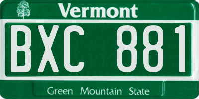 VT license plate BXC881