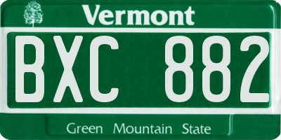VT license plate BXC882