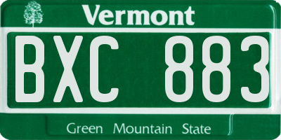 VT license plate BXC883