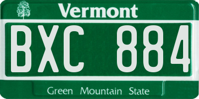 VT license plate BXC884