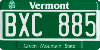VT license plate BXC885