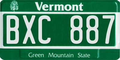 VT license plate BXC887