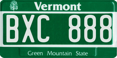 VT license plate BXC888