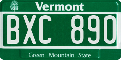 VT license plate BXC890