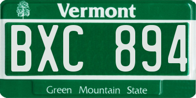 VT license plate BXC894