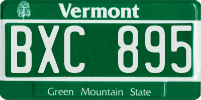 VT license plate BXC895