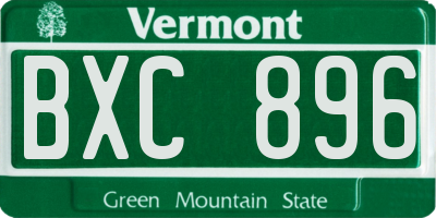 VT license plate BXC896