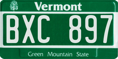 VT license plate BXC897
