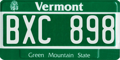 VT license plate BXC898