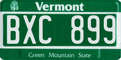 VT license plate BXC899