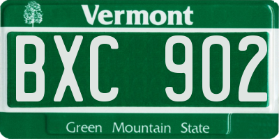 VT license plate BXC902
