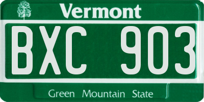 VT license plate BXC903
