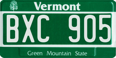 VT license plate BXC905