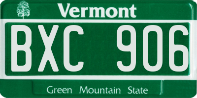 VT license plate BXC906