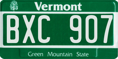 VT license plate BXC907