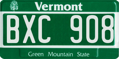 VT license plate BXC908