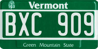 VT license plate BXC909