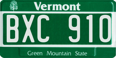 VT license plate BXC910