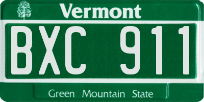 VT license plate BXC911