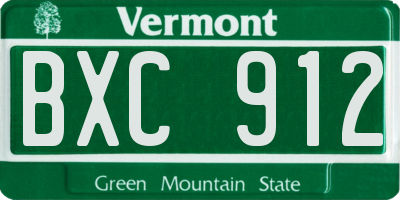 VT license plate BXC912