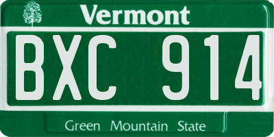 VT license plate BXC914