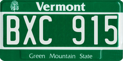 VT license plate BXC915