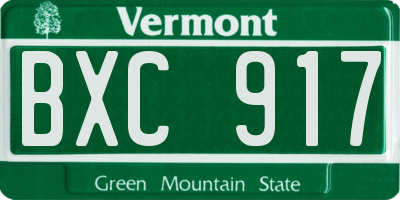 VT license plate BXC917