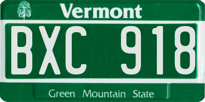 VT license plate BXC918