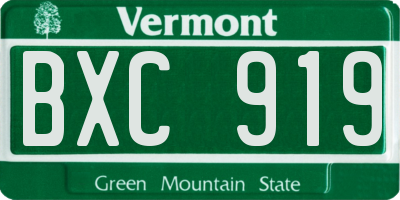 VT license plate BXC919
