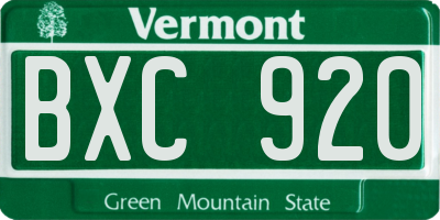 VT license plate BXC920