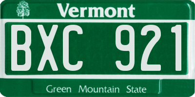 VT license plate BXC921