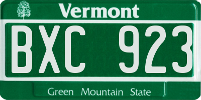VT license plate BXC923