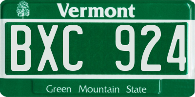 VT license plate BXC924