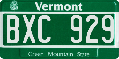 VT license plate BXC929