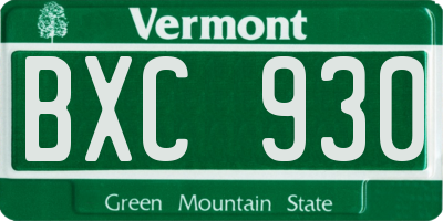 VT license plate BXC930