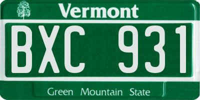 VT license plate BXC931